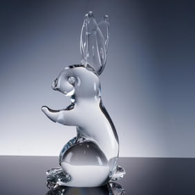 Ronneby Sweden Crystal Figurine, Rabbit