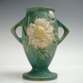 Roseville Pottery Peony Vase, Green