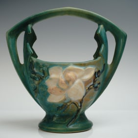Roseville Pottery Basket, Magnolia