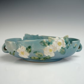 Roseville Pottery Centerpiece Bowl, White Rose