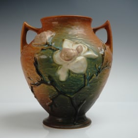 Roseville Pottery Double-Handle Vase, Magnolia