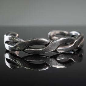HRM Sterling Silver Link Cuff Bracelet, XL