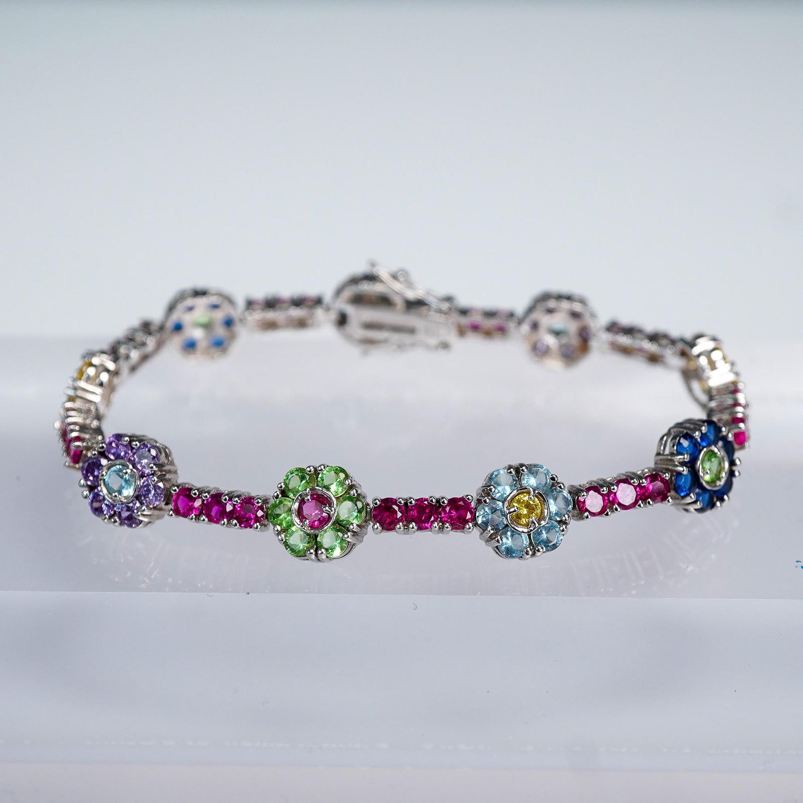 Landau Sterling Silver Floral Bracelet with Gemstones (1 of 7)