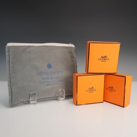 4pc Hermes Paris Empty Box and Boonyu Jewellers Pouch Set