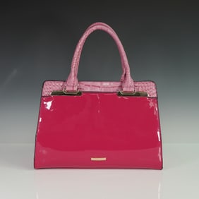 Pink Patent Faux Leather and Crocodile Handbag