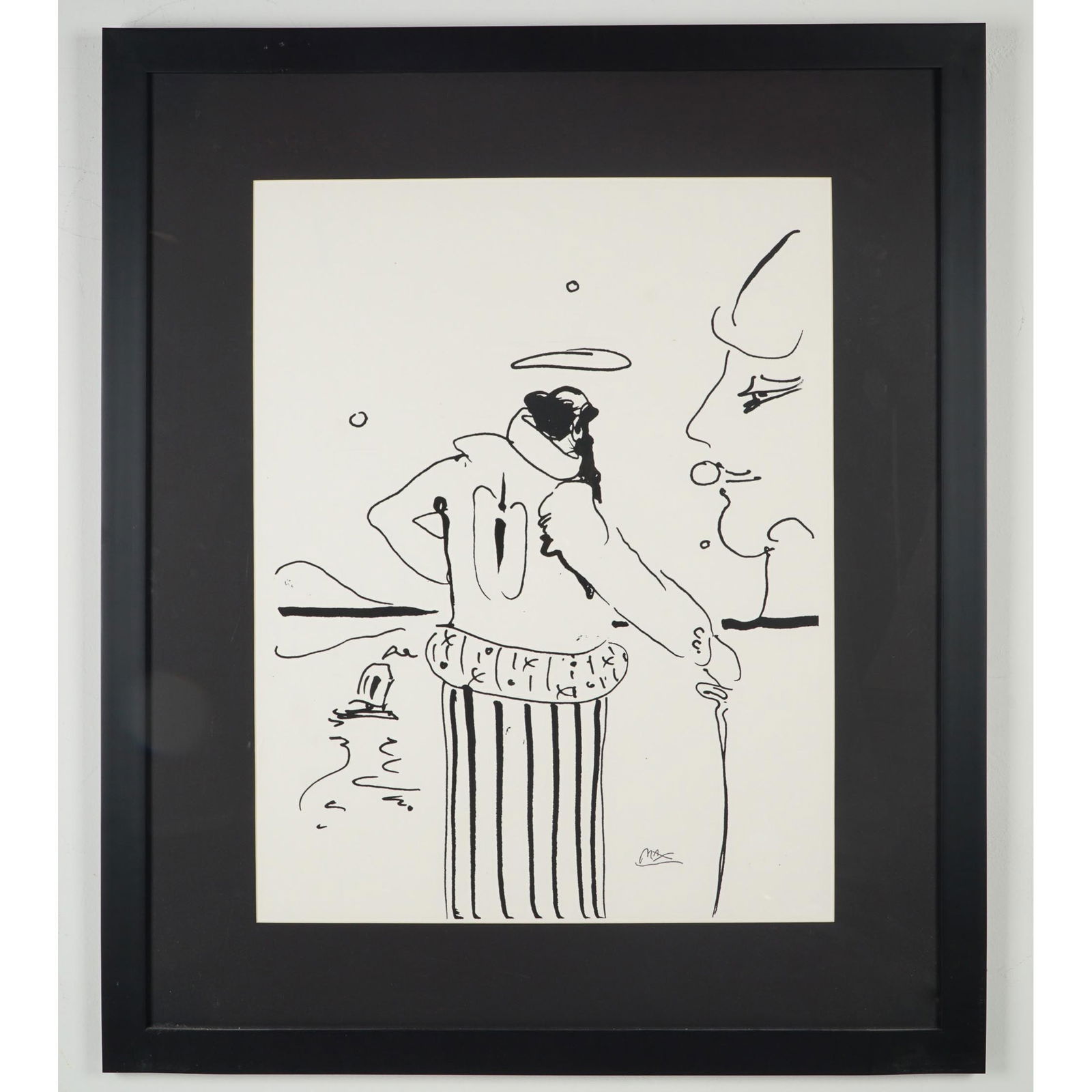 Peter Max, One-of-a-Kind Black Ink Drawing, Sage with Cane, Signed (1 of 5)