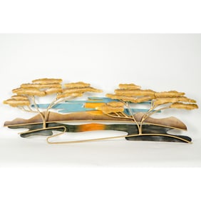 Attributed to Jason Waner, Mid-Century Style Metal Wall Sculpture of Trees