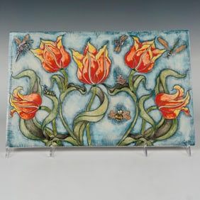 Andrew Hull Pottery Stoneware Plaque, Tulips