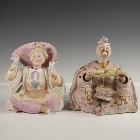 Pair of Bisque Asian Nodders