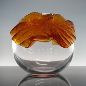Lalique Crystal Round Vase, Erimaki