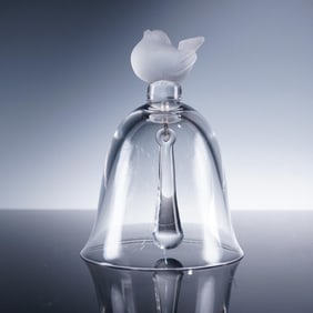 Lalique Crystal Table Bell with Sparrow