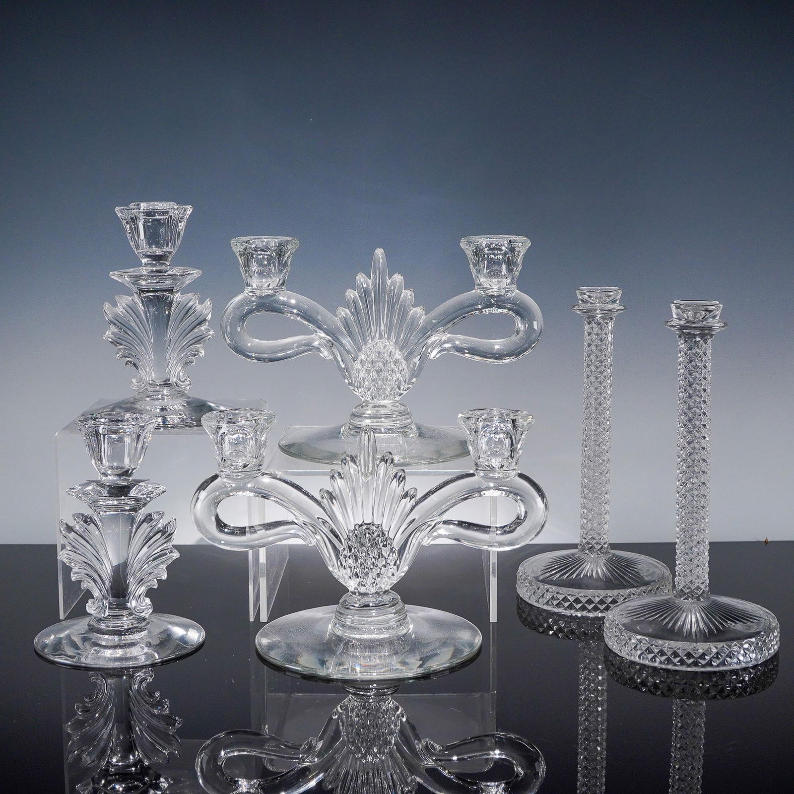 3 pairs Glass Candle Holders (1 of 9)