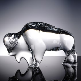 Baccarat Crystal Bison Sculpture