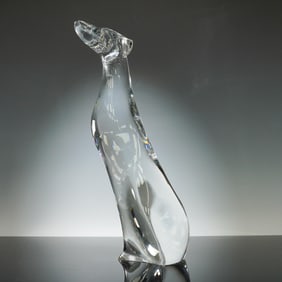 Baccarat Crystal Greyhound Sculpture by Robert Rigot