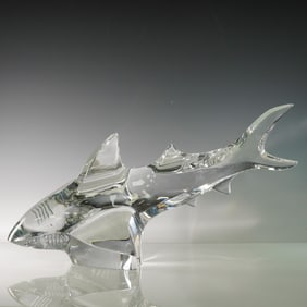 Baccarat Crystal Sculpture, Great White Shark