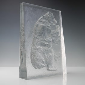 Baccarat Limited Edition Crystal Bear Relief Sculpture
