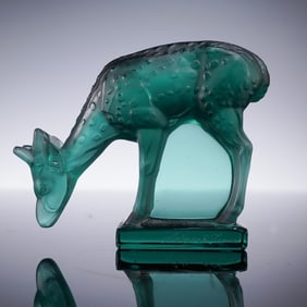 Lalique Blue Crystal Figurine, Fawn