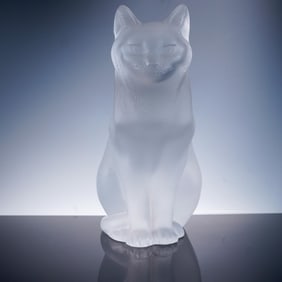 Lalique Frosted Crystal Cat Figurine