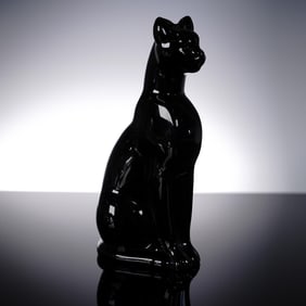 Baccarat Black Crystal  Figurine, Egyptian Cat