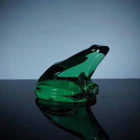 Baccarat Crystal Frog Figurine, Green