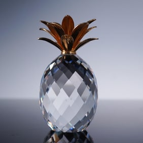 Swarovski Crystal Figurine, Small Pineapple Gold