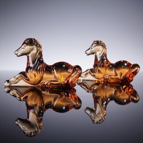 Limited Edition Baccarat Crystal Horse Chopstick Rests, Year of the Horse 2