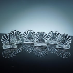 6pc Baccarat Clear Crystal Shell Place Card Holders