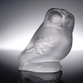 Lalique Crystal Figurine, Frosted Owl