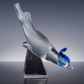 Lalique Crystal Pilmico Blue Jay Figurine