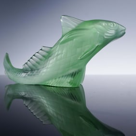 Baccarat Green Crystal Figurine, Gadideo Fish