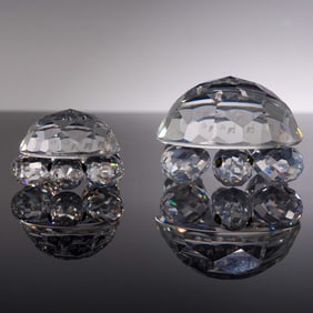 2pc Swarovski Crystal Figurines, Turtle - Large and Small