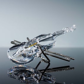 Swarovski Crystal Violin with Bow and Stand, with Original Box