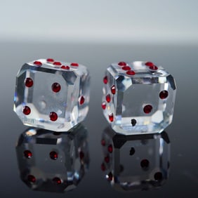 Set of 2 Swarovski Crystal Dice with Red Dots
