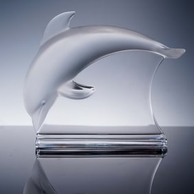 Lalique Crystal Paperweight, Tifone Dolphin