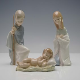 3pc Lladro Porcelain Nativity Set, Saint Joseph 1004672, Baby Jesus 1004670