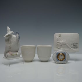 5pc Lladro Porcelain Plaques, Candleholders, and Clock