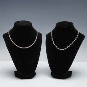 2pc Sterling Silver Necklace Lot with Stones