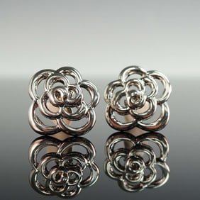 Landau Silver Tone Floral Clip-On Earrings
