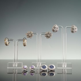 5pc Silver Tone and Sterling Earring Set