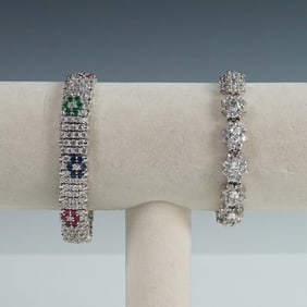 2pc Tennis Bracelet Lot, Landau & Sterling 925