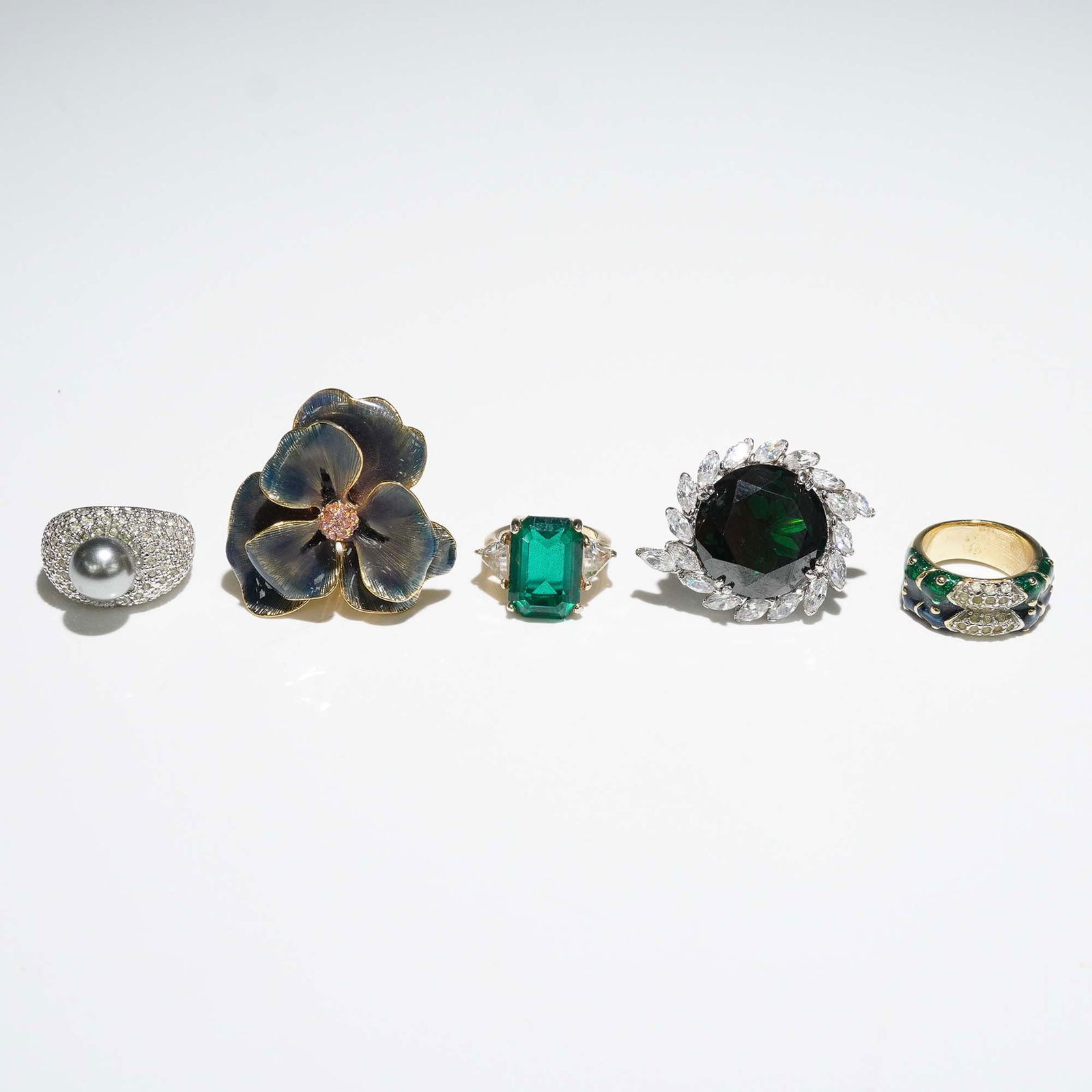 5pc Fashion and Designer Rings with Kenneth Lane, 18kt GF & Sterling Marks (1 of 8)