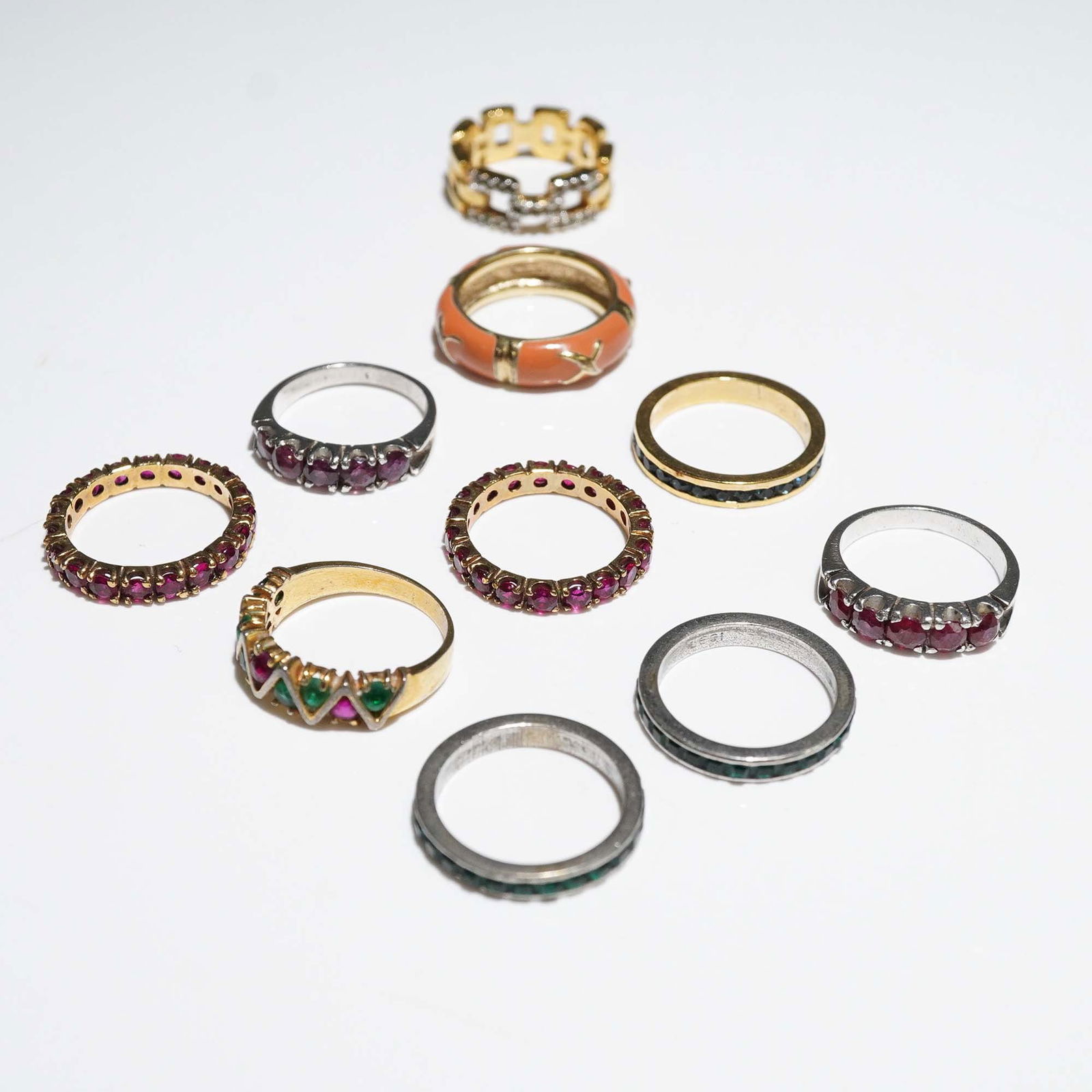10pc Assorted Band and Cocktail Rings, 3 Sterling (1 of 8)