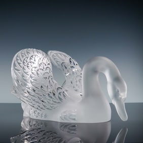 Lalique Crystal Sculpture, Head Down Swan