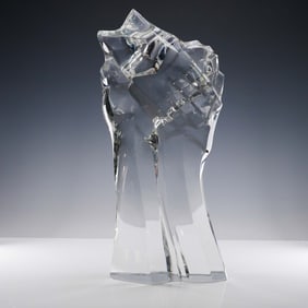 Baccarat Crystal Sculpture, Clasped Hands