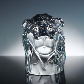Baccarat Crystal Sculpture, Lion Head
