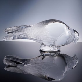 Lalique Crystal Figurine, Pigeon Verviers