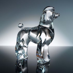 Baccarat Clear Crystal Figurine, Poodle Dog