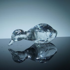 Baccarat Crystal Figurine, Duck with Lowered Head