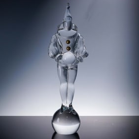 Baccarat Jean Boggio Crystal Figurine, Masquerade Pierrot
