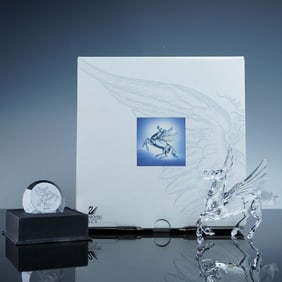 2pc Swarovski Crystal Figurine and Plaque, The Pegasus